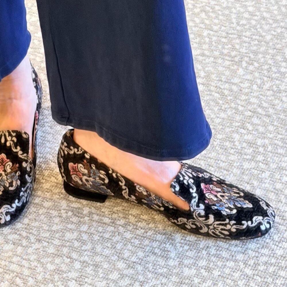French Sole New York Celeste Black Jacquard Shoes Size 10 - Picture 4 of 5